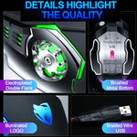 Chuột chơi game có dây T-WOLF V6 giao diện USB 6 nút 3200 DPI lập trình macro cơ học phát sáng 7 màu, chiều dài cáp: 1,5m, Phiên bản âm thanh định nghĩa macro đen bạc, Phiên bản âm thanh định nghĩa macro xám sắt