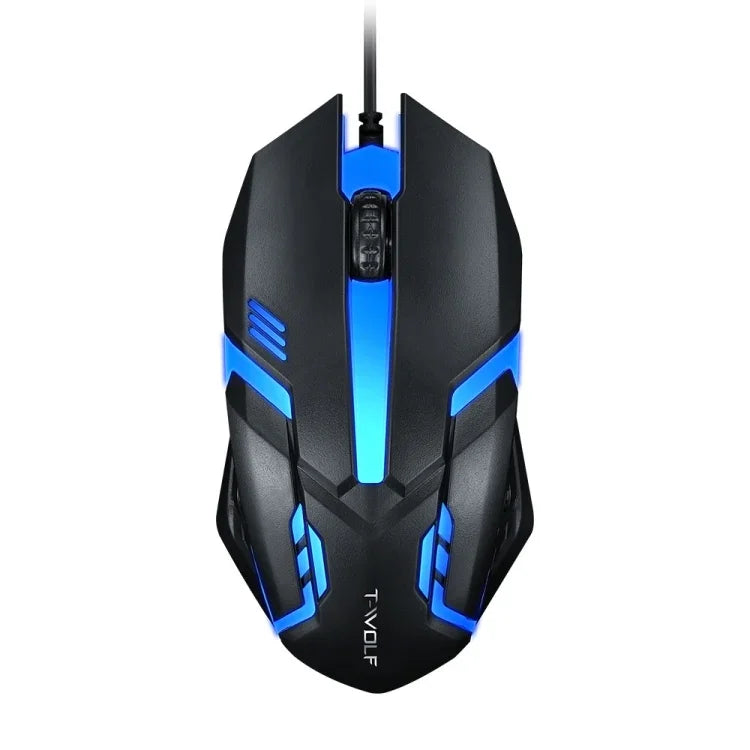 2 chiếc chuột có dây T-WOLF V1 giao diện USB 3 nút 1200 DPI, chuột chơi game đèn nền 7 màu, chiều dài cáp: 1.35m