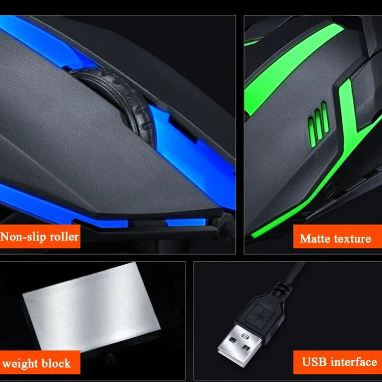 2 chiếc chuột có dây T-WOLF V1 giao diện USB 3 nút 1200 DPI, chuột chơi game đèn nền 7 màu, chiều dài cáp: 1.35m