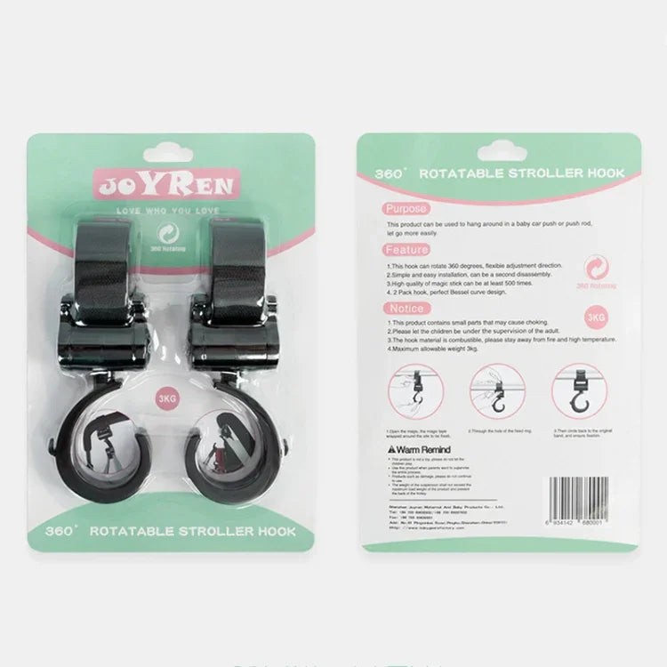 JOYREN bộ 2 móc xe đẩy em bé chống trượt và bền, 2 bộ móc xe đẩy