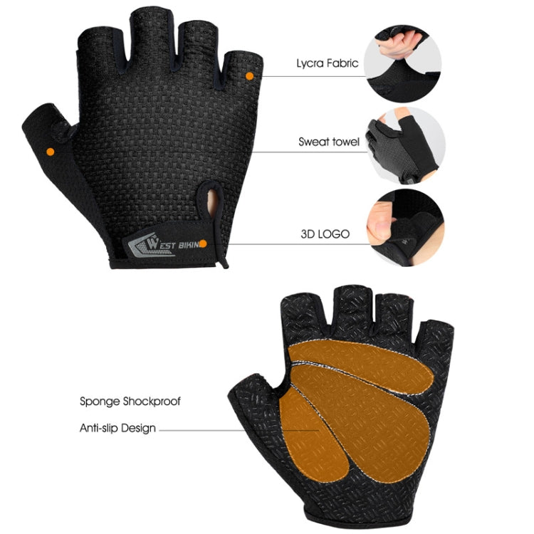 Găng tay đi xe đạp WEST BIKING YP0211218 thoáng khí, ngắn, chống trượt, nửa ngón, M, L, XL, 2XL