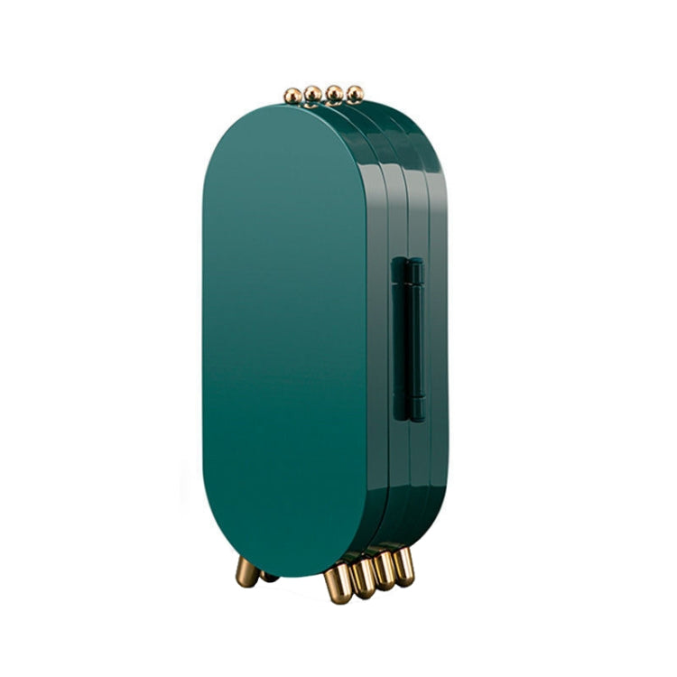Hộp đựng trang sức đa chức năng, hộp đựng bông tai, vòng cổ, vòng tay, hộp trang sức gia đình có thể gập gọn và di động, màu trắng, xanh lá