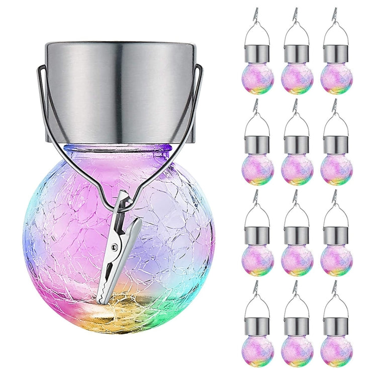 12 PCS Crackle Ball Solar Chandelier Outdoor Garden Courtyard Holiday Decoration Light With Clip, 12 PCS Crackle Ball Colorful, 12 PCS Crackle Ball White, 12 PCS Crackle Ball Warm
