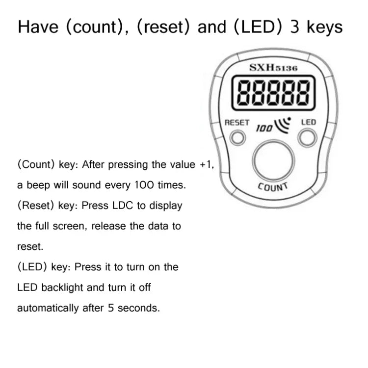 Bộ đếm điện tử phát sáng LED có chức năng nhắc nhở âm thanh sau một trăm, giao màu ngẫu nhiên, 4 cái phát sáng