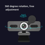 Camera máy tính độ phân giải cao mạng không cần driver với đèn làm đẹp, micro đa hướng, chiều dài cáp: 1.8m, 1080P, 2K, 4K