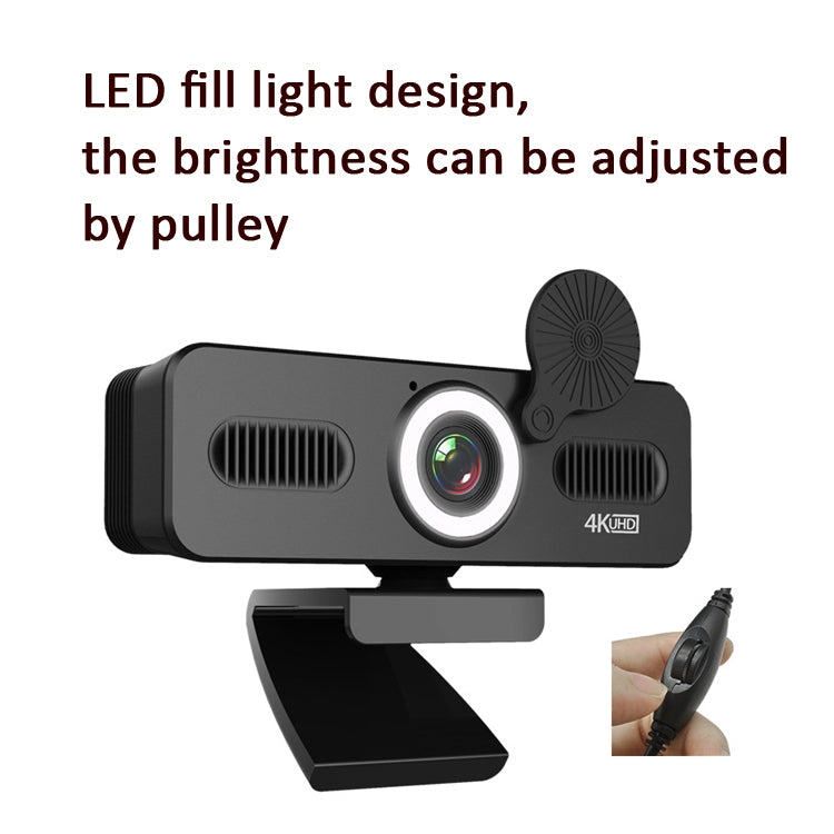 Camera máy tính độ phân giải cao mạng không cần driver với đèn làm đẹp, micro đa hướng, chiều dài cáp: 1.8m, 1080P, 2K, 4K