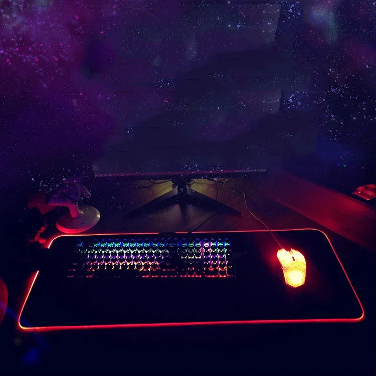 Bàn di chuột cao su chuyển nhiệt RGB phát sáng chống trượt F-01, 250x350x3mm, 250x350x4mm, 260x390x3mm, 260x390x4mm, 300x350x3mm
