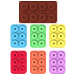 Dụng cụ nướng lò, khuôn bánh donut silicone, 8 khuôn nâu đều, 6 khuôn xanh đều, 6 khuôn tím đều, 6 khuôn xanh lá đều, 6 khuôn cam đều, 6 khuôn vàng đều, 6 khuôn đỏ đều