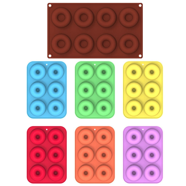Dụng cụ nướng lò, khuôn bánh donut silicone, 8 khuôn nâu đều, 6 khuôn xanh đều, 6 khuôn tím đều, 6 khuôn xanh lá đều, 6 khuôn cam đều, 6 khuôn vàng đều, 6 khuôn đỏ đều