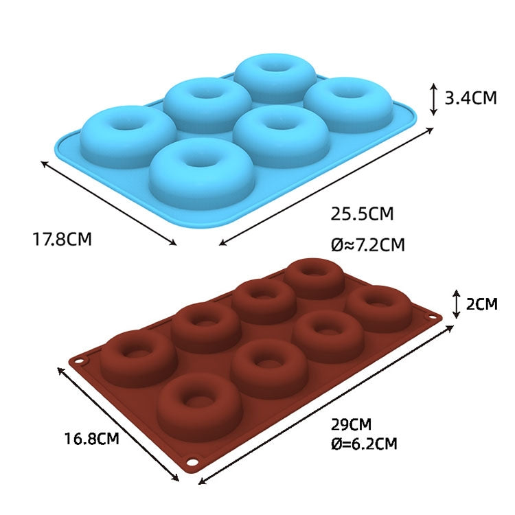 Dụng cụ nướng lò, khuôn bánh donut silicone, 8 khuôn nâu đều, 6 khuôn xanh đều, 6 khuôn tím đều, 6 khuôn xanh lá đều, 6 khuôn cam đều, 6 khuôn vàng đều, 6 khuôn đỏ đều