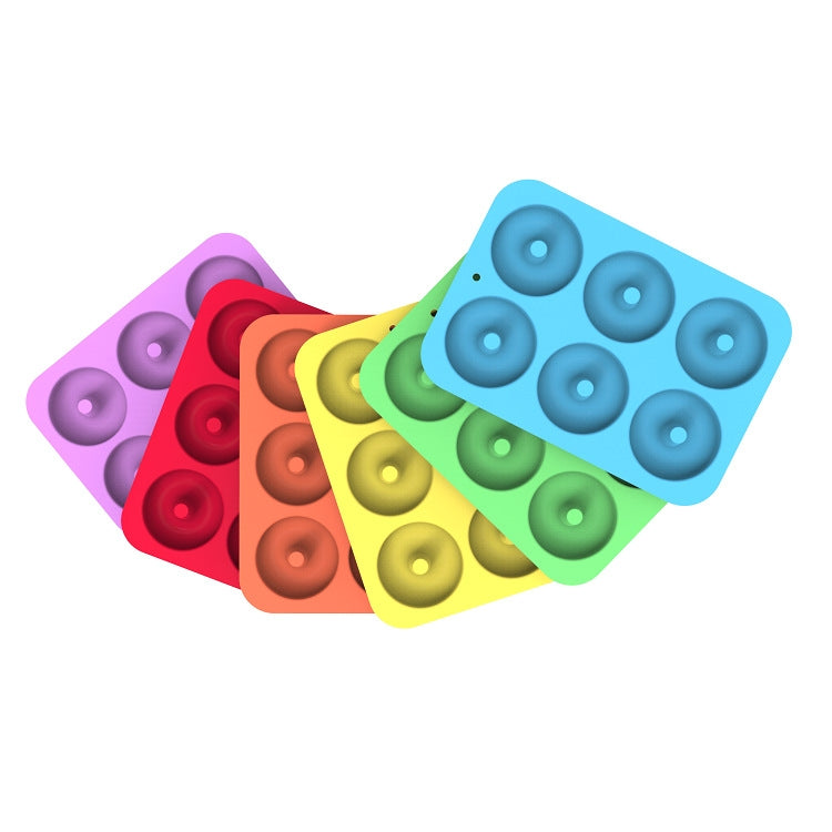 Dụng cụ nướng lò, khuôn bánh donut silicone, 8 khuôn nâu đều, 6 khuôn xanh đều, 6 khuôn tím đều, 6 khuôn xanh lá đều, 6 khuôn cam đều, 6 khuôn vàng đều, 6 khuôn đỏ đều