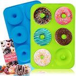 Dụng cụ nướng lò, khuôn bánh donut silicone, 8 khuôn nâu đều, 6 khuôn xanh đều, 6 khuôn tím đều, 6 khuôn xanh lá đều, 6 khuôn cam đều, 6 khuôn vàng đều, 6 khuôn đỏ đều