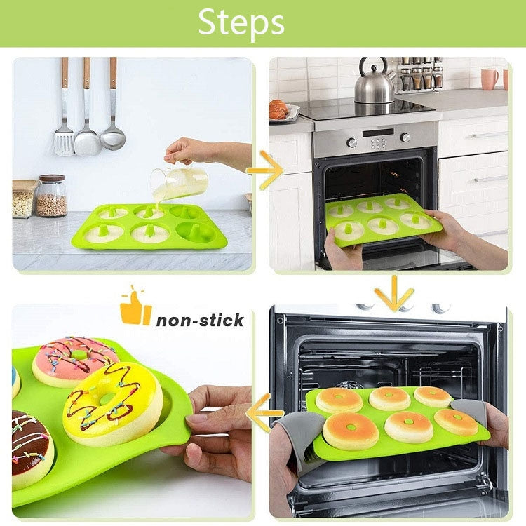 Dụng cụ nướng lò, khuôn bánh donut silicone, 8 khuôn nâu đều, 6 khuôn xanh đều, 6 khuôn tím đều, 6 khuôn xanh lá đều, 6 khuôn cam đều, 6 khuôn vàng đều, 6 khuôn đỏ đều