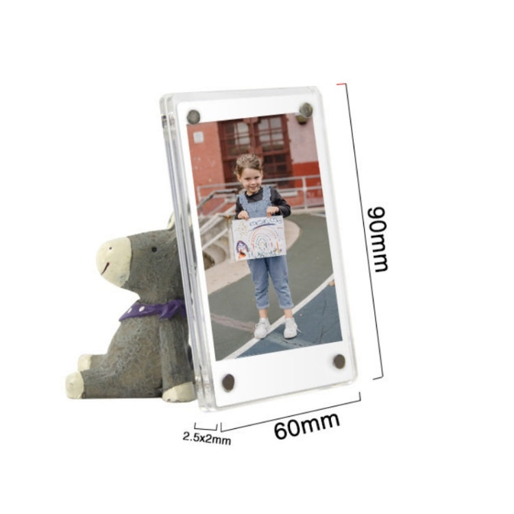 Khung ảnh acrylic 3 inch, nam châm dán tủ lạnh cho ảnh Polaroid, trong suốt 98%, điểm sóng, màu hồng, xanh dương