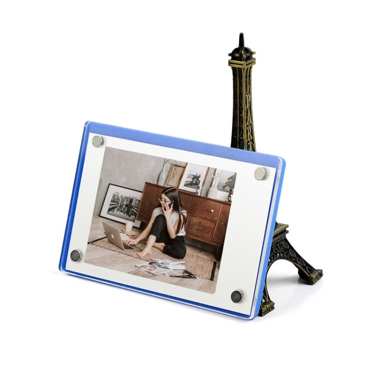 Khung ảnh acrylic 3 inch, nam châm dán tủ lạnh cho ảnh Polaroid, trong suốt 98%, điểm sóng, màu hồng, xanh dương