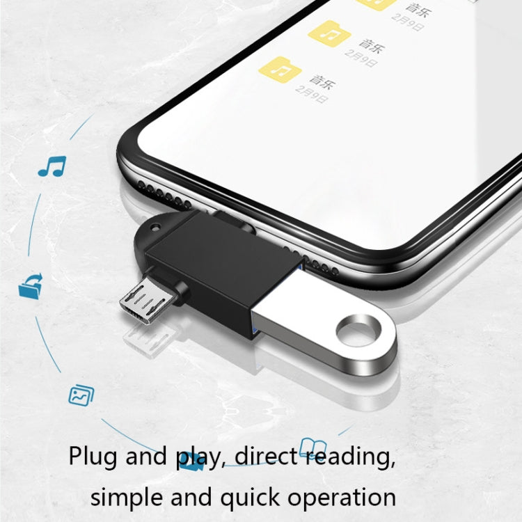 10 cái LI-09 USB 3.0 cái sang USB-C / Type-C + Micro USB đực đa chức năng OTG Adapter có dây đeo, màu đen, vàng, bạc, vàng hồng