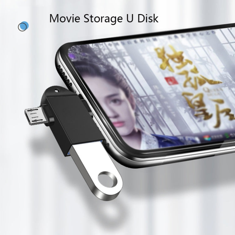 10 cái LI-09 USB 3.0 cái sang USB-C / Type-C + Micro USB đực đa chức năng OTG Adapter có dây đeo, màu đen, vàng, bạc, vàng hồng