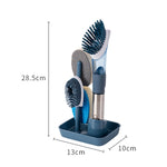 Bàn chải cọ chảo dầu bẩn nhà bếp có thể thêm chất tẩy rửa, bàn chải bọt biển cán dài, màu xanh dương, hồng, xám
