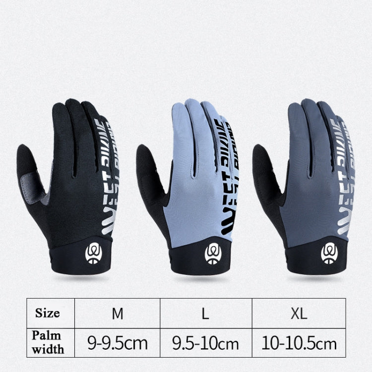 Găng tay thể thao đi xe đạp WEST BIKING YP0211214 dài ngón giảm sốc chống trượt cảm ứng, M, L, XL