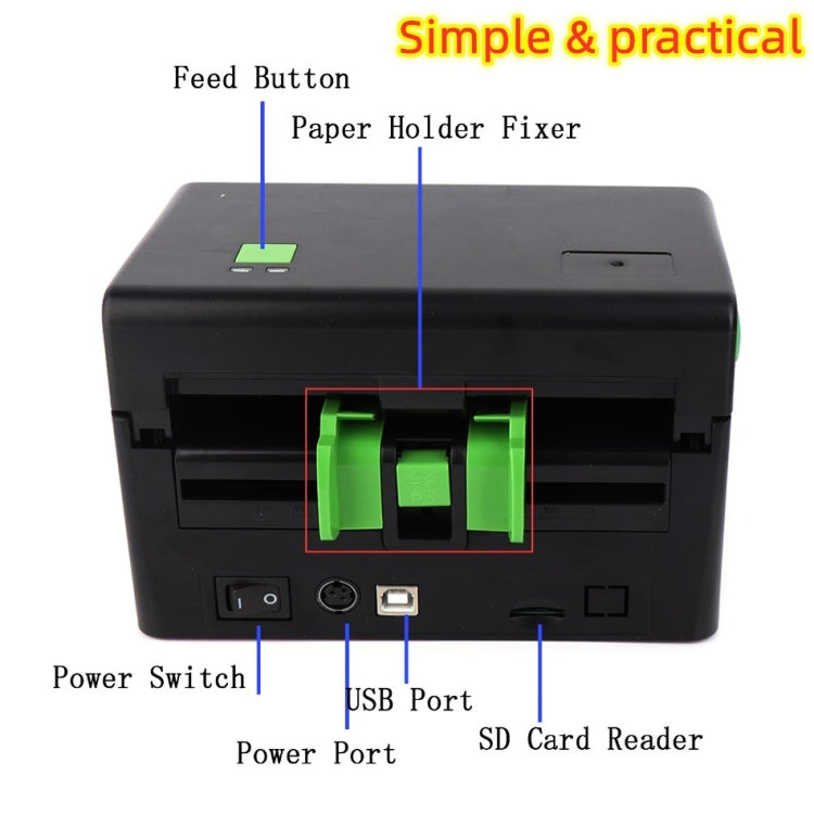 Máy in nhãn XP-108B 4 inch 108mm, máy in mã vạch nhiệt, máy in nhãn vận chuyển UPS DHL USPS DPD POCHTA, cắm EU, USB, phiên bản USB + Bluetooth
