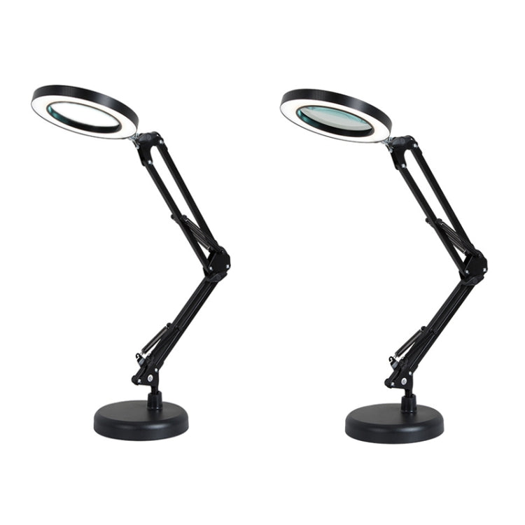Đèn kính lúp 8X cho làm đẹp, móng tay, xăm hình, sửa chữa, đèn đọc văn phòng, không kính lúp (đen), có kính lúp (đen)