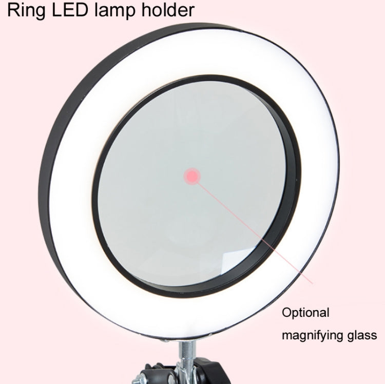 Đèn kính lúp 8X cho làm đẹp, móng tay, xăm hình, sửa chữa, đèn đọc văn phòng, không kính lúp (đen), có kính lúp (đen)