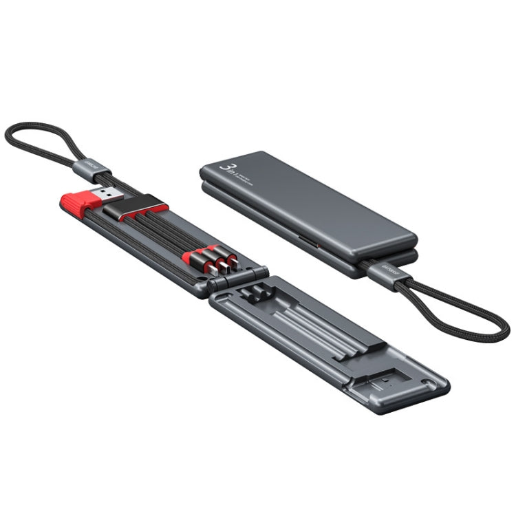 Cáp Sạc Đa Năng Di Động Oatsbasf 03083 Micro USB + USB-C / Type-C + 8 Pin 3 Trong 1, Màu Trắng, Xám, Cam, Xanh Lá