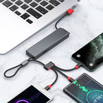 Cáp Sạc Đa Năng Di Động Oatsbasf 03083 Micro USB + USB-C / Type-C + 8 Pin 3 Trong 1, Màu Trắng, Xám, Cam, Xanh Lá