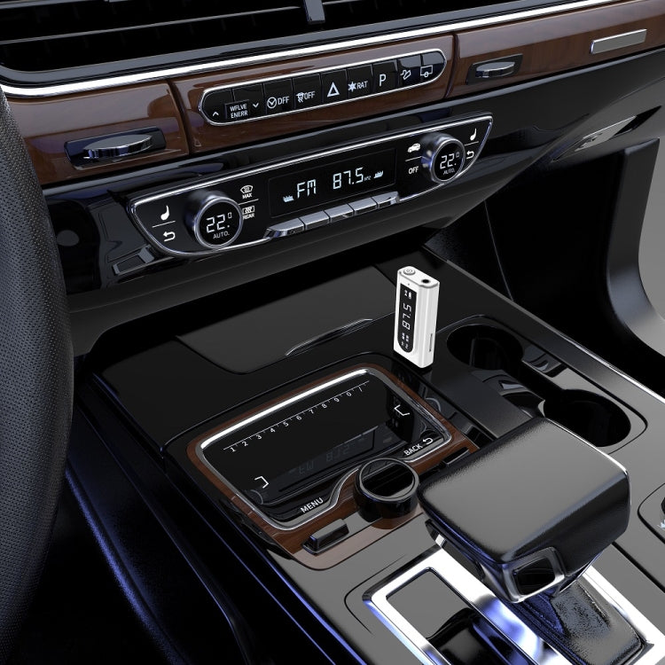 Bộ chuyển đổi Bluetooth 5.0 USB cho xe hơi Bộ thu FM + AUX Âm thanh đầu ra kép Bộ phát stereo, K9 Trắng