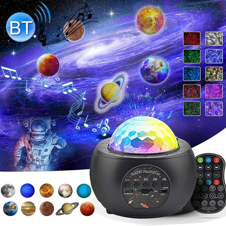 DQ-M3 Đèn Bầu Trời Sao Quay LED Bluetooth Nhạc Máy Chiếu Hành Tinh Đại Dương Hỗ Trợ Thẻ TF, Kiểu:, USB + Bluetooth, Pin + Bluetooth