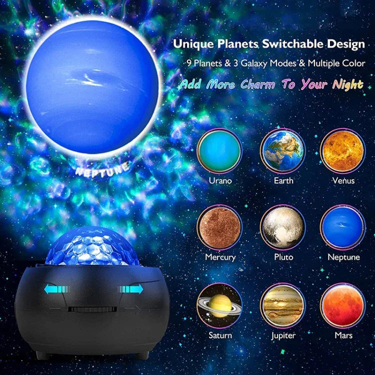 DQ-M3 Đèn Bầu Trời Sao Quay LED Bluetooth Nhạc Máy Chiếu Hành Tinh Đại Dương Hỗ Trợ Thẻ TF, Kiểu:, USB + Bluetooth, Pin + Bluetooth