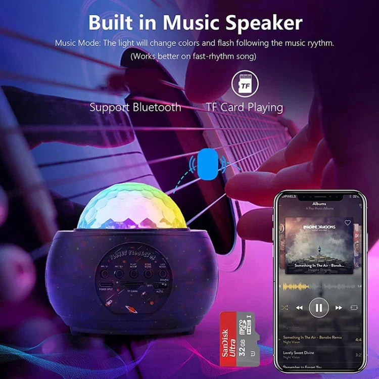 DQ-M3 Đèn Bầu Trời Sao Quay LED Bluetooth Nhạc Máy Chiếu Hành Tinh Đại Dương Hỗ Trợ Thẻ TF, Kiểu:, USB + Bluetooth, Pin + Bluetooth
