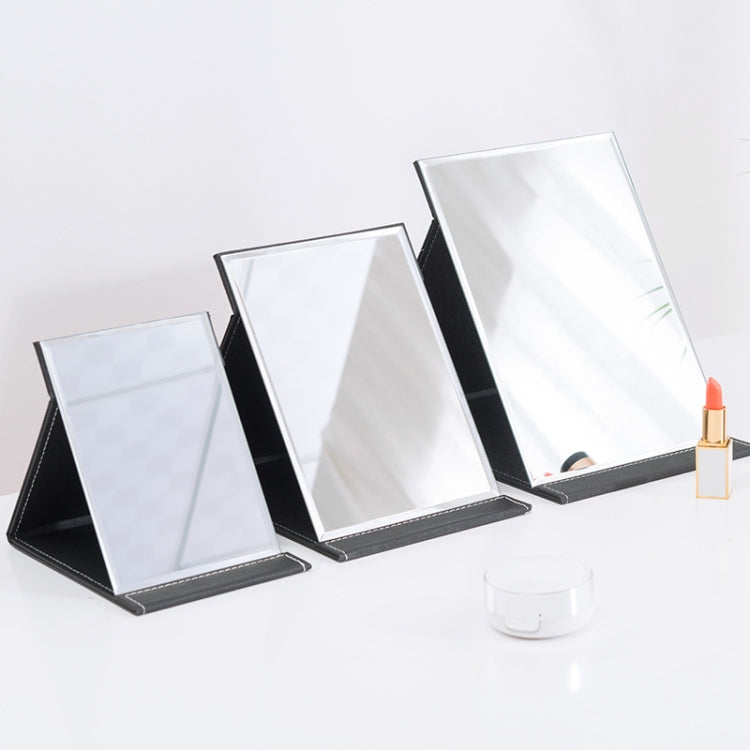 Gương trang điểm gập di động độ phân giải cao, da PU, gương bàn trang điểm, kích thước: trung bình (hồng), rất lớn (đen), rất lớn (trắng), lớn (đen), trung bình (đen)