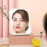Bộ 2 gương trang điểm LED có đèn chiếu sáng, gương bàn trang điểm ký túc xá, gương gập di động nhỏ cho nữ, kiểu dáng: đèn đơn sắc sạc (trắng), đèn đơn sắc sạc (hồng), đèn đơn sắc cắm điện (trắng)