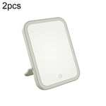 Bộ 2 gương trang điểm LED có đèn chiếu sáng, gương bàn trang điểm ký túc xá, gương gập di động nhỏ cho nữ, kiểu dáng: đèn đơn sắc sạc (trắng), đèn đơn sắc sạc (hồng), đèn đơn sắc cắm điện (trắng)