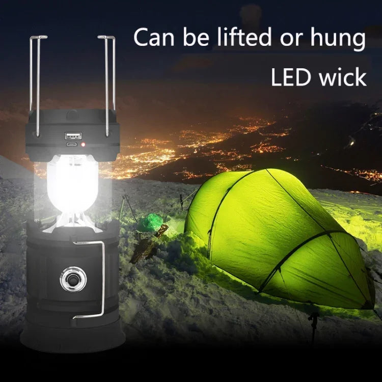 5803 Đèn Cắm Trại Năng Lượng Mặt Trời Đèn LED Khẩn Cấp Di Động Hỗ Trợ Cổng USB, Năng Lượng Mặt Trời + USB