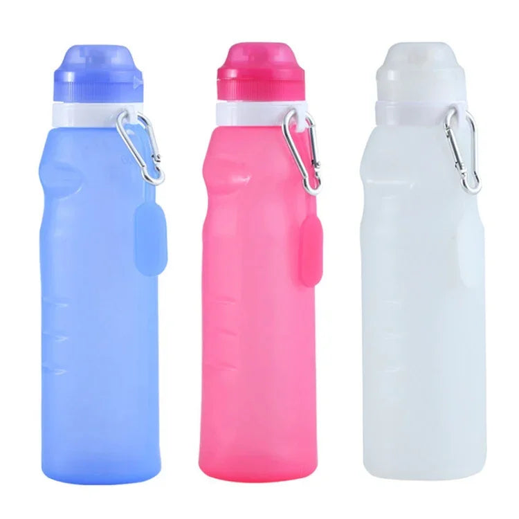 Cốc Gấp Silicone 600ml XC-282 Dùng Cho Cắm Trại Đạp Xe Thể Thao, Màu Trắng, Hồng, Xanh Dương, Màu Bưởi
