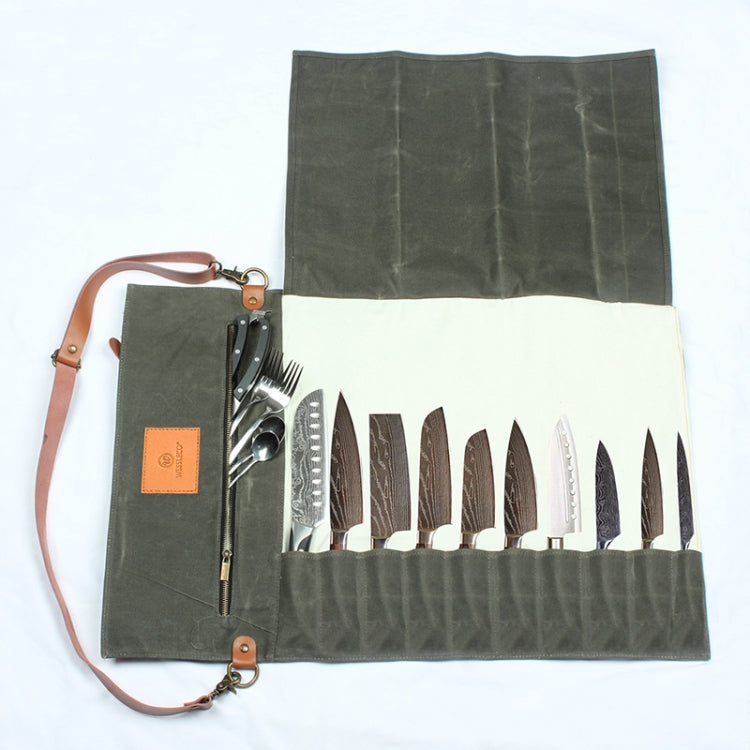 Túi đựng dao đầu bếp WESSLECO bằng vải canvas, màu xanh quân đội WESSLECO