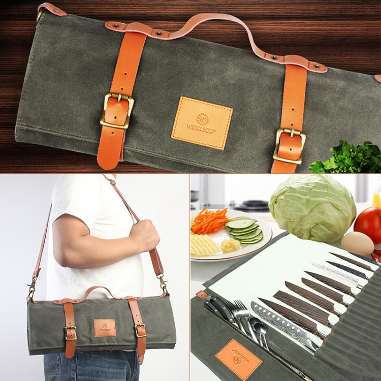 Túi đựng dao đầu bếp WESSLECO bằng vải canvas, màu xanh quân đội WESSLECO