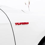 8 PCS Car Alloy Modified Turbocharged TURBO Metal Car Sticker Sports Body Sticker Car Tail Label Side Decoration Sticker, Large 12 X 1.4cm, Small 10 X 1cm