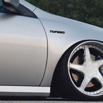 8 PCS Car Alloy Modified Turbocharged TURBO Metal Car Sticker Sports Body Sticker Car Tail Label Side Decoration Sticker, Large 12 X 1.4cm, Small 10 X 1cm