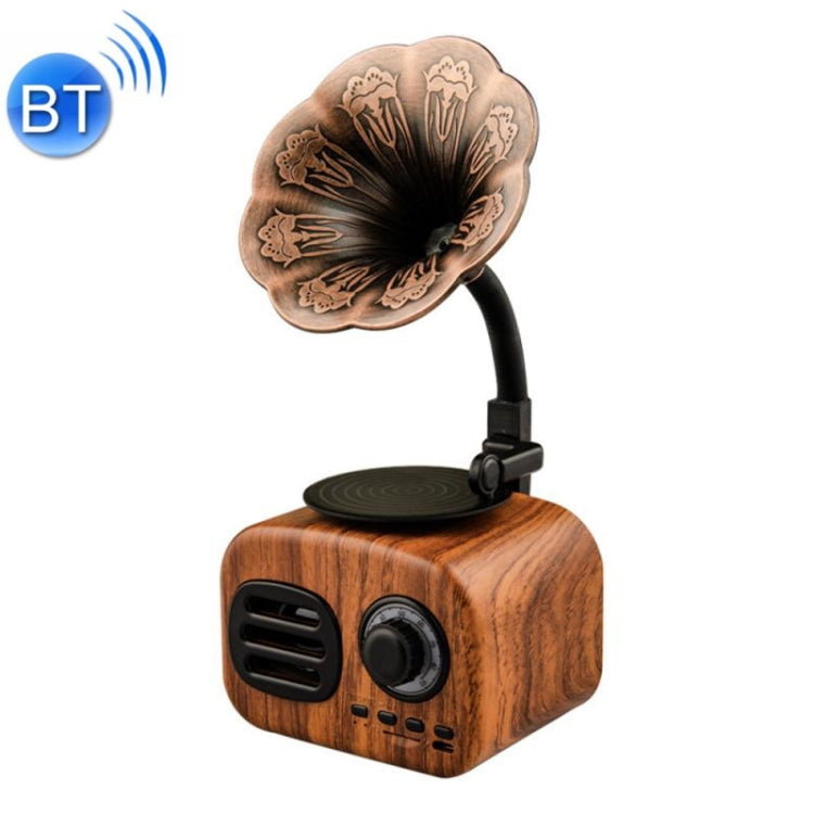 Loa Bluetooth retro không dây Ft-05, máy phát mini gramophone, màu vàng, hồng, óc chó, đỏ, đen