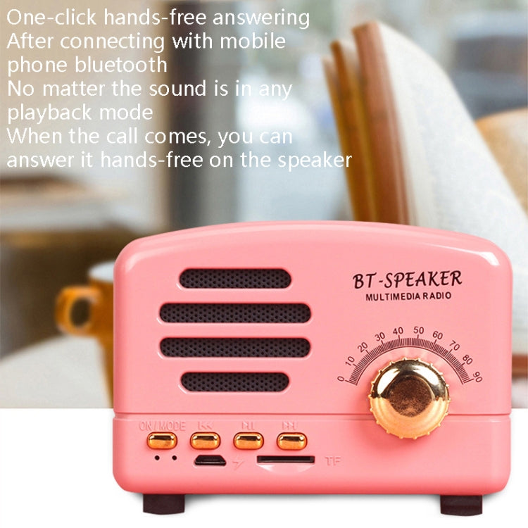 Loa Bluetooth mini retro BT01 không dây, radio di động, hỗ trợ thẻ TF, màu hồng, xanh dương, đen, đỏ, vân gỗ