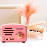 Loa Bluetooth mini retro BT01 không dây, radio di động, hỗ trợ thẻ TF, màu hồng, xanh dương, đen, đỏ, vân gỗ