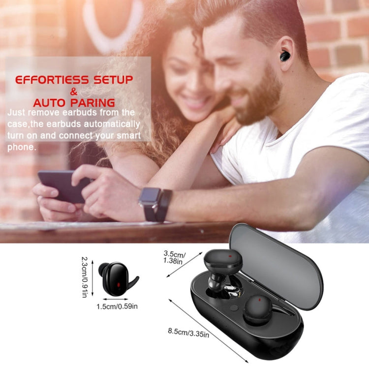 Tai nghe Bluetooth không dây Y30 5.0 in-ear mini, màu đen, trắng, màn hình kỹ thuật số màu đen