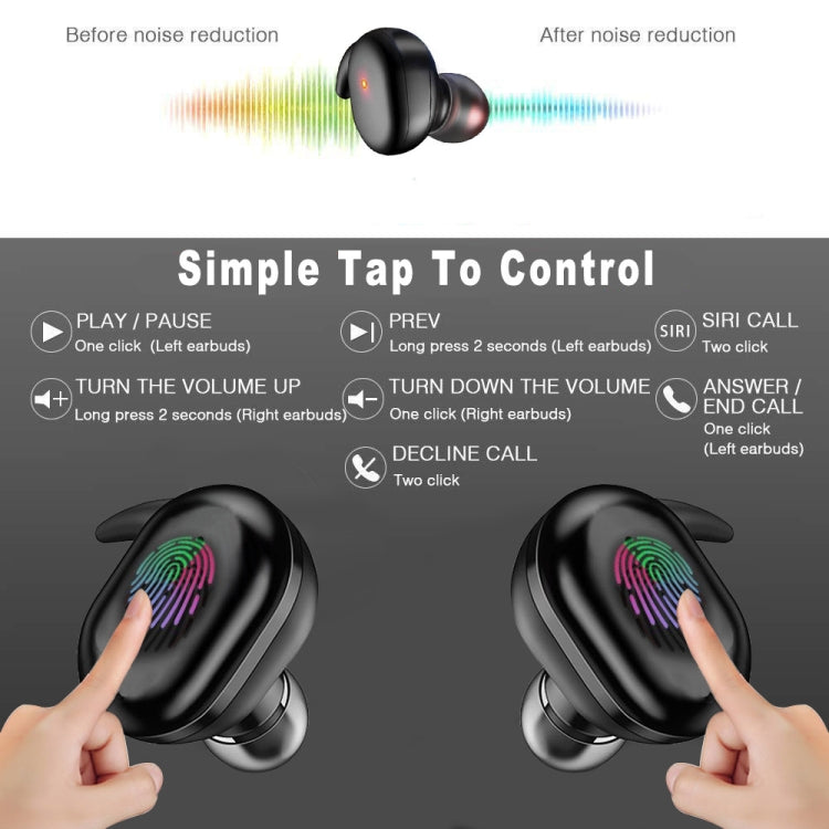 Tai nghe Bluetooth không dây Y30 5.0 in-ear mini, màu đen, trắng, màn hình kỹ thuật số màu đen