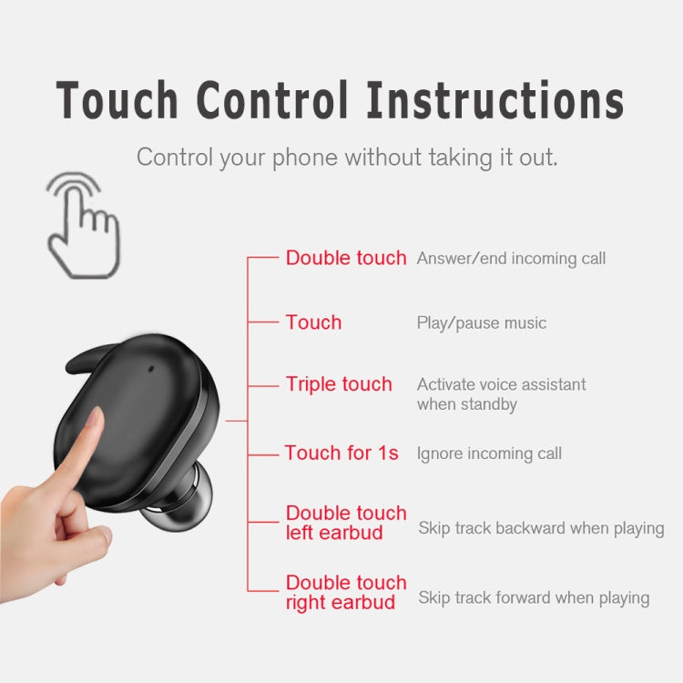 Tai nghe Bluetooth không dây Y30 5.0 in-ear mini, màu đen, trắng, màn hình kỹ thuật số màu đen