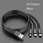 2 CÁI ZZ034 Cáp sạc nhanh USB sang 8 Pin + USB-C / Type-C + Micro USB 3 trong 1, Kiểu dáng:, 5A Siêu nhanh-Đen, Mini-Bạc, Mini-Đỏ, Mini-Xanh dương, Mini-Đen