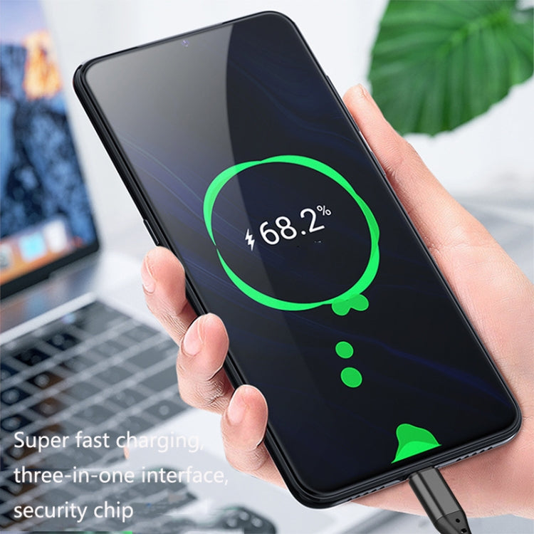 2 CÁI ZZ034 Cáp sạc nhanh USB sang 8 Pin + USB-C / Type-C + Micro USB 3 trong 1, Kiểu dáng:, 5A Siêu nhanh-Đen, Mini-Bạc, Mini-Đỏ, Mini-Xanh dương, Mini-Đen
