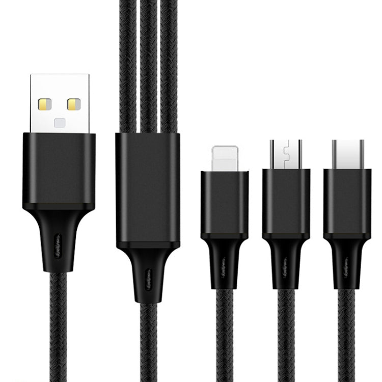 2 CÁI ZZ034 Cáp sạc nhanh USB sang 8 Pin + USB-C / Type-C + Micro USB 3 trong 1, Kiểu dáng:, 5A Siêu nhanh-Đen, Mini-Bạc, Mini-Đỏ, Mini-Xanh dương, Mini-Đen